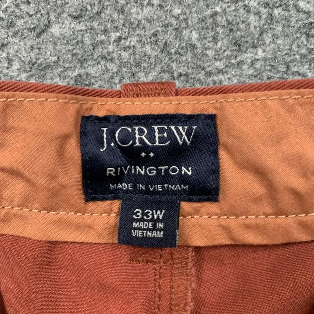 J Crew Shorts Mens 33 Rivington Broken-In Flat Front Chino Cotton Twill Zip Fly